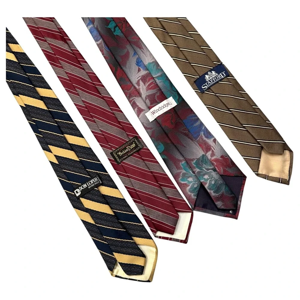Vintage Mens Tie Lot Don‎ Loper Botany 500 Windridge Stafford Striped Floral 90s